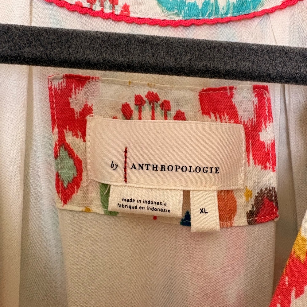 Anthropologie Multicolor Ikat Maxi Dress - Teal, Pink, Yellow - Picture 12 of 12